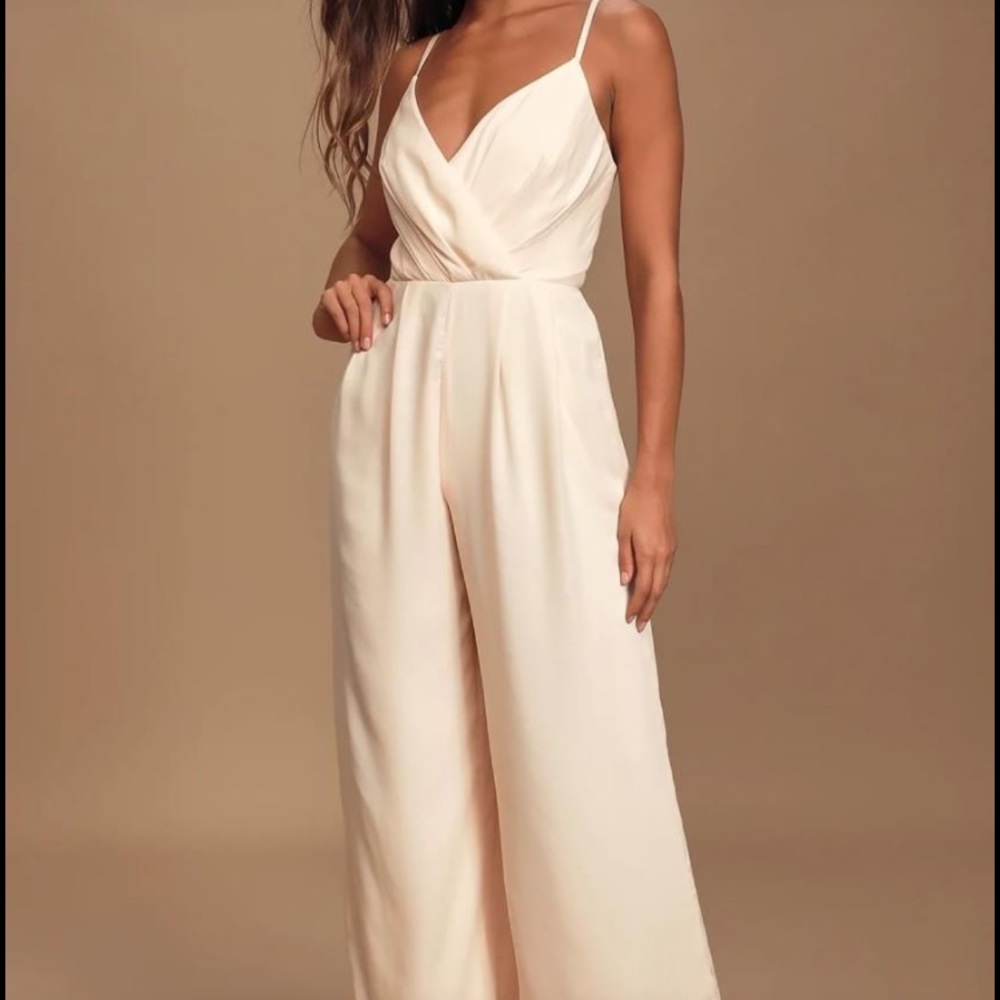Lulu’s Call for Me Gardenia Faux Wrap Jumpsuit